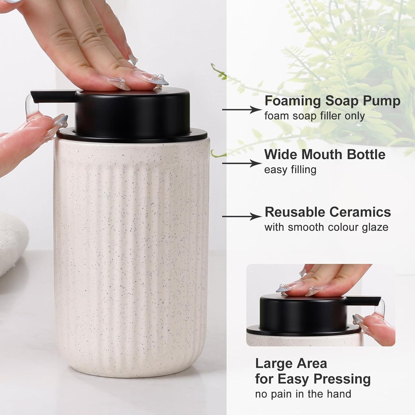 PureFlow Recycled Ceramic Bathroom Set – 4-Piece, Eco-Clay, Liquid Dispenser Included