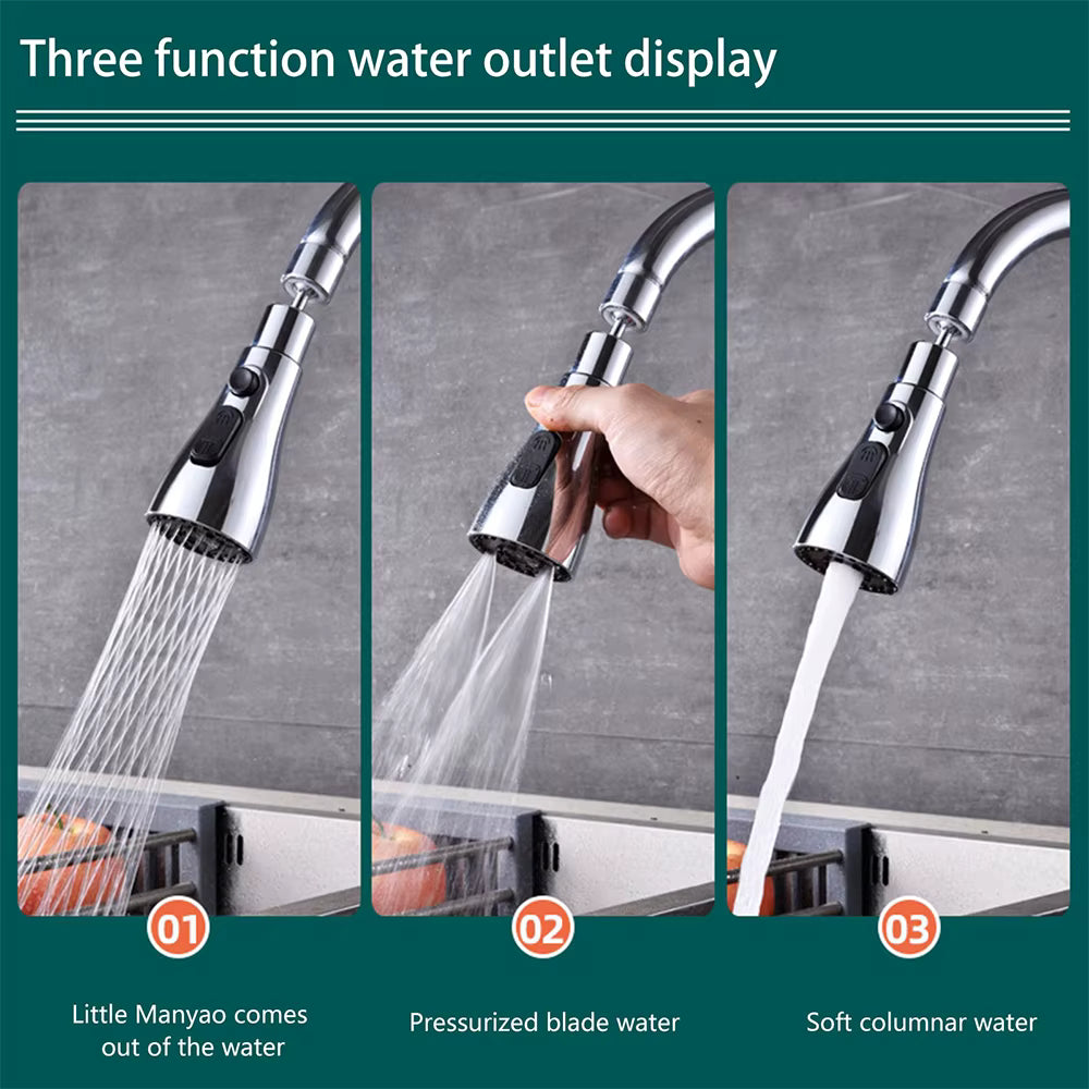 PureFlow 3-in-1 Faucet Extender – Universal Fit, 360° Swivel, 3 Spray Modes