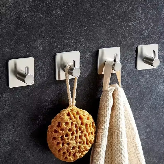 PureFlow Stainless Steel Self-Adhesive Wall Hook – No Drill, Rust-Proof, Heavy Duty