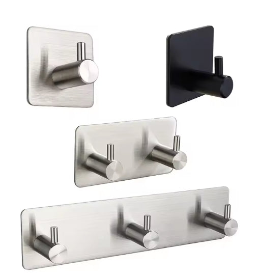 PureFlow Stainless Steel Self-Adhesive Wall Hook – No Drill, Rust-Proof, Heavy Duty