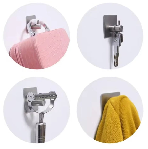 PureFlow Stainless Steel Self-Adhesive Wall Hook – No Drill, Rust-Proof, Heavy Duty