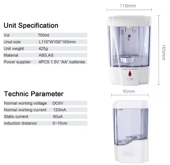 PureFlow Touchless Automatic Soap Dispenser – USB Rechargeable, Wall Mount, No Drill