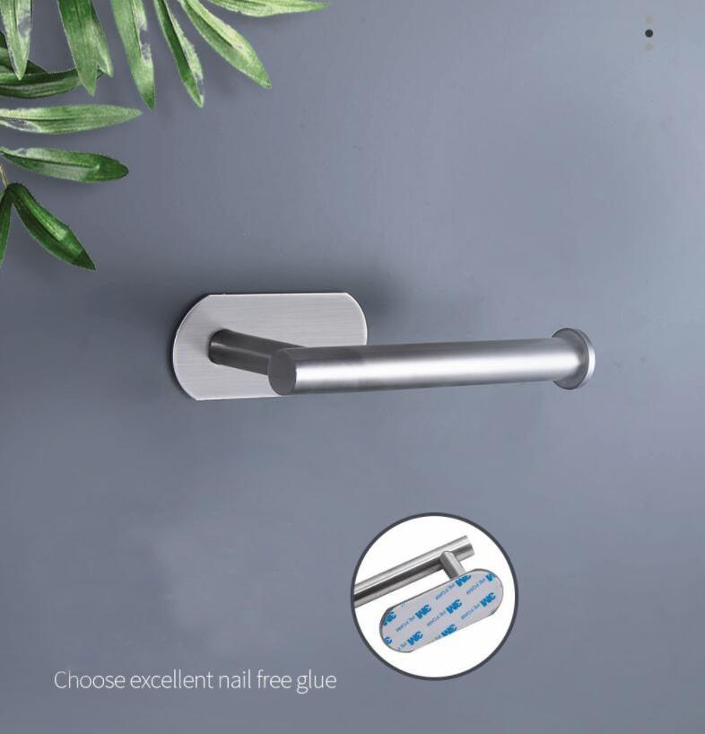 PureFlow Stainless Steel Toilet Paper Holder – No-Drill Adhesive, Rust-Proof, Wall Mount