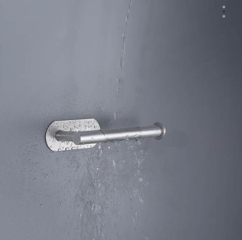 PureFlow Stainless Steel Toilet Paper Holder – No-Drill Adhesive, Rust-Proof, Wall Mount