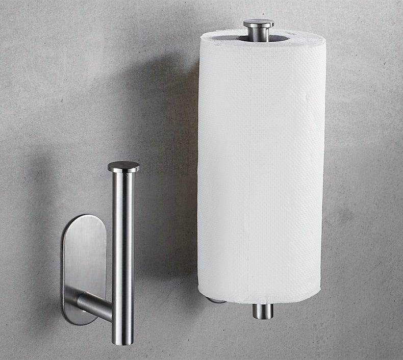 PureFlow Stainless Steel Toilet Paper Holder – No-Drill Adhesive, Rust-Proof, Wall Mount