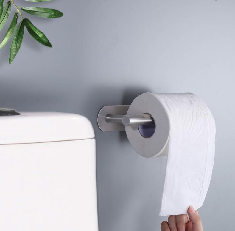 PureFlow Stainless Steel Toilet Paper Holder – No-Drill Adhesive, Rust-Proof, Wall Mount
