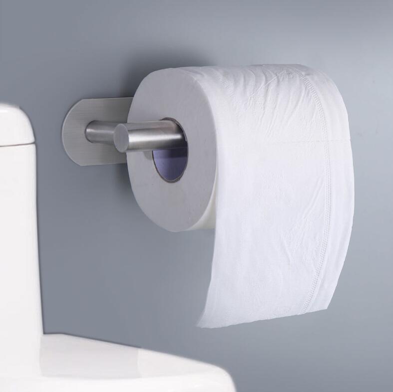 PureFlow Stainless Steel Toilet Paper Holder – No-Drill Adhesive, Rust-Proof, Wall Mount