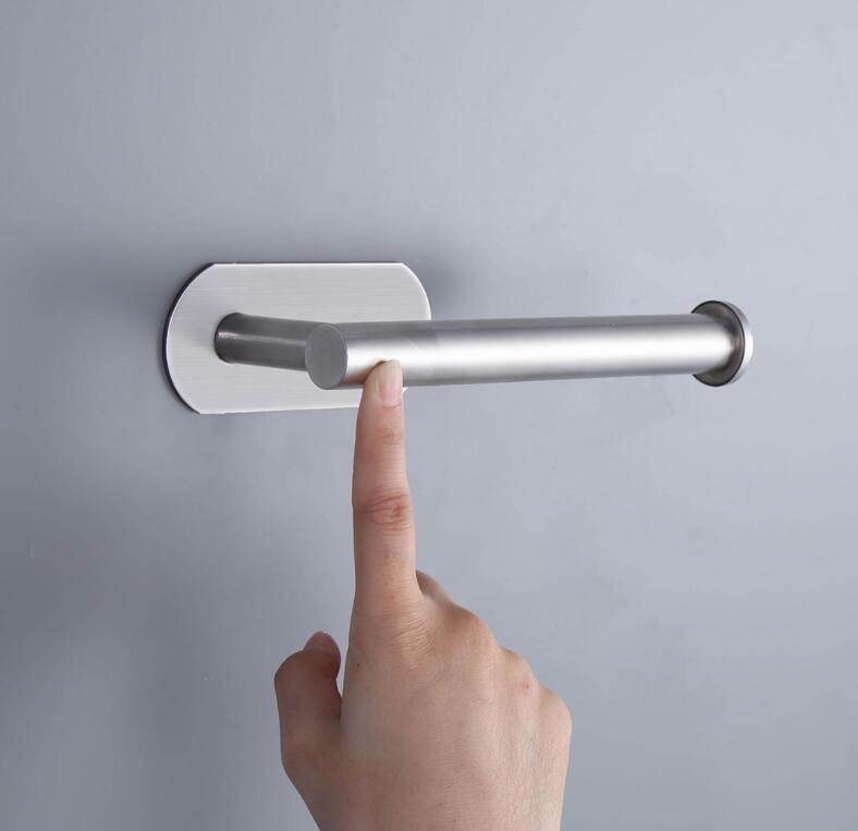 PureFlow Stainless Steel Toilet Paper Holder – No-Drill Adhesive, Rust-Proof, Wall Mount