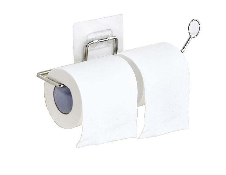 PureFlow Stainless Steel Toilet Paper Holder – No-Drill Adhesive, Rust-Proof, Wall Mount