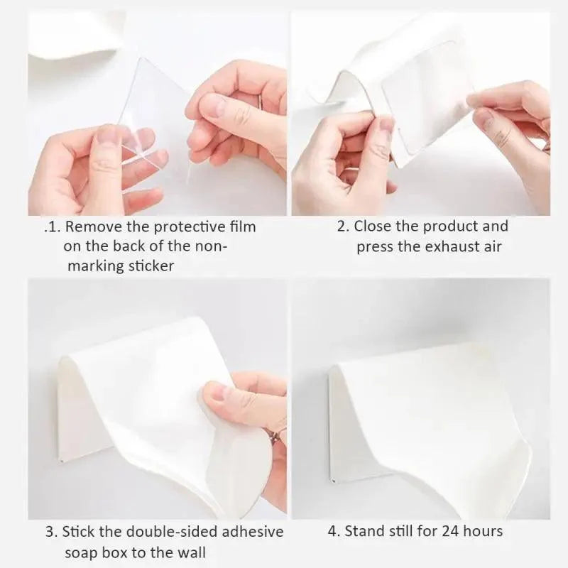 PureFlow Self-Adhesive Soap Dish with Hook – Wall Mount, Drainage Tray, Bathroom & Kitchen